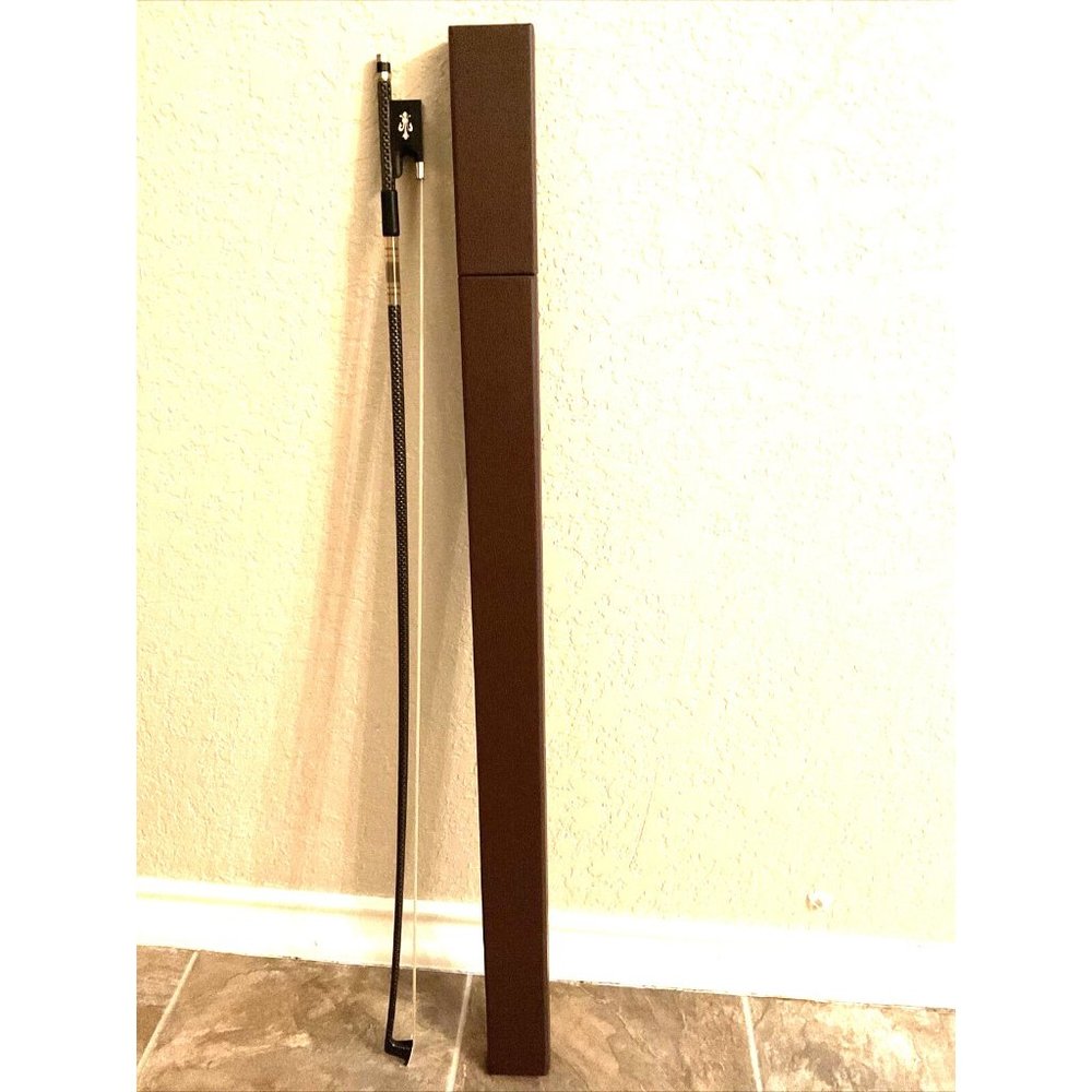 Carbon Fiber Professional Braided Gold, Black Violin Bow 4/4 With Case